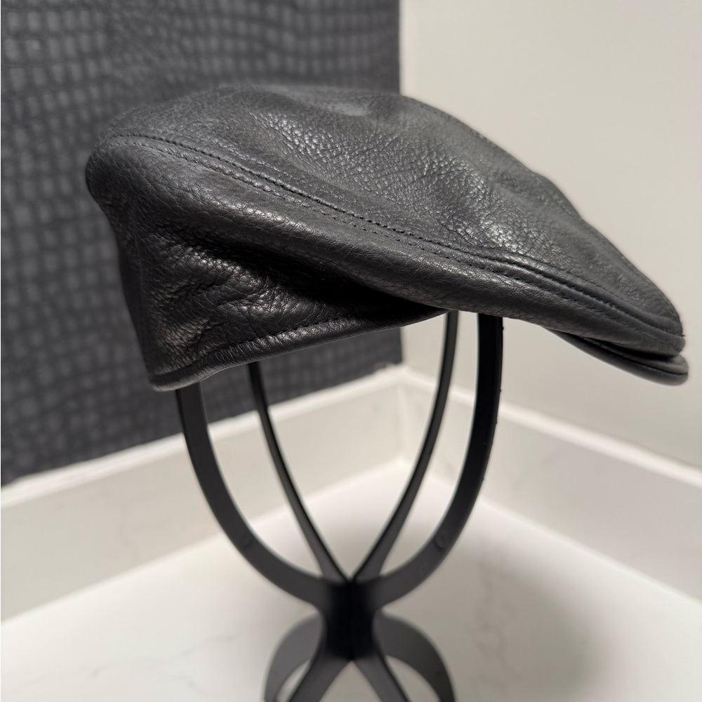 New York Hat Co. Black Leather Driver’s Cap - Size L/XL - NTW
